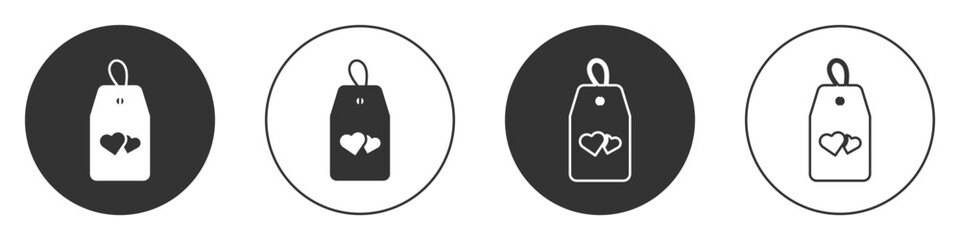 Black Please do not disturb with heart icon isolated on white background. Hotel Door Hanger Tags. Circle button. Vector