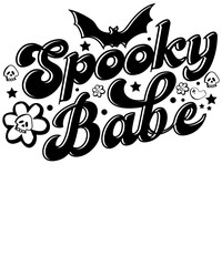 Naklejka premium Spooky Babe SVG Halloween Doodle Typography T Shirt Design