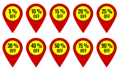 Set of sale labels, tags. Discount icon set. Shopping badges for advertising and marketing, vector.