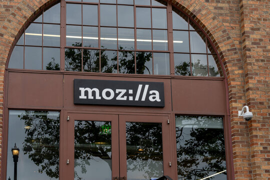 Mozilla office at Hills Brothers Plaza in San Francisco, California, June 6, 2023. Mozilla (stylized as moz://a) is a free software community. 