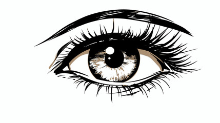 Drawing female eyes with eyebrow vector