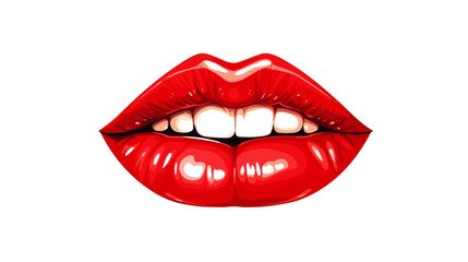Drawing female lips on a white background vector