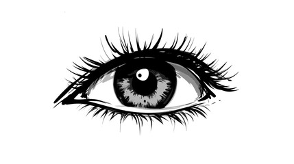 Drawing female eyes with eyebrow vector