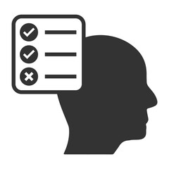 Vector illustration of thinking about exams icon in dark color and transparent background(png).