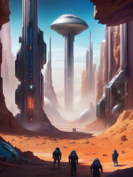 Landscape illustration of expanse scifi spacescape ceres colony