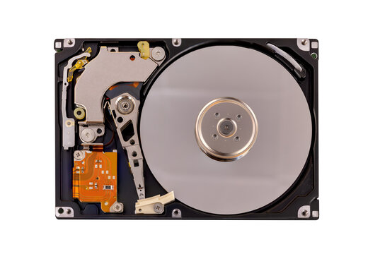 open hard disk drive isolated, transparent background, png