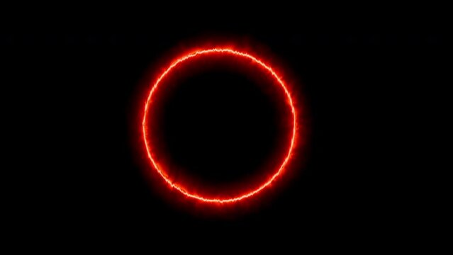 Glowing ring neon red on light trail, animation background
