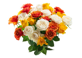 Bouquet of multi-colored roses. Isolate on white background