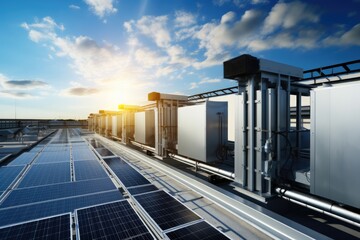 Fototapeta premium Solar power panels and HVAC Systems with Automation