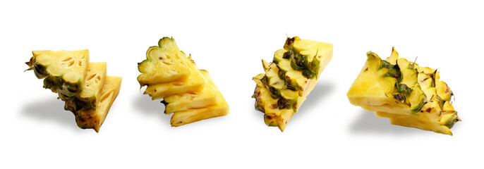 Naklejka premium Pineapple slices stacked isolated on white