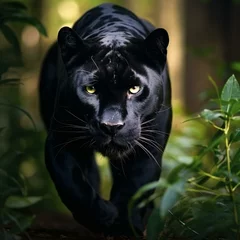 Plexiglas foto achterwand black panther animal big cat in jungle cinematic hd © Young