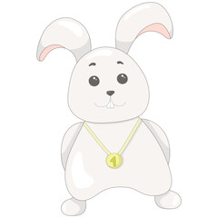 Athletic and strong hare on a white background. Athlete and Champion. Vector illustration. Beautiful gray animal.