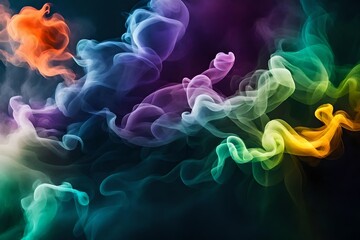 Abstract colorful, Multicolored smoke spreading, Bright background for advertising or design, Wallpaper for Gadget. Neon-lighted smoke texture, Blowing clouds, Generative AI