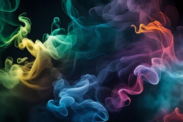 Abstract colorful, Multicolored smoke spreading, Bright background for advertising or design, Wallpaper for Gadget. Neon-lighted smoke texture, Blowing clouds, Generative AI
