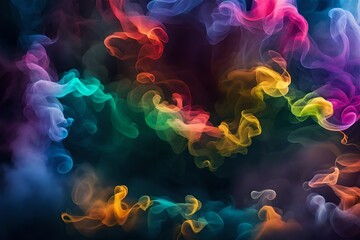 Fototapeta premium Abstract colorful, Multicolored smoke spreading, Bright background for advertising or design, Wallpaper for Gadget. Neon-lighted smoke texture, Blowing clouds, Generative AI