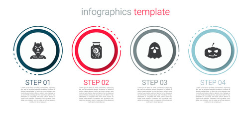 Set Krampus, heck, Eye in jar, Ghost and Pumpkin. Business infographic template. Vector