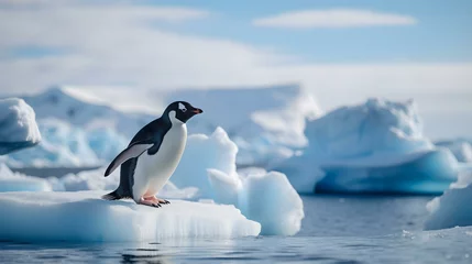 Tuinposter A Penguin standing on a Ice Floe in the Arctic Ocean © Florian