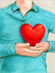 Man holding an heart shape