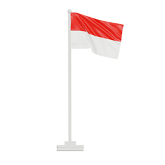 Flag on Pole Indonesia 3D Illustration