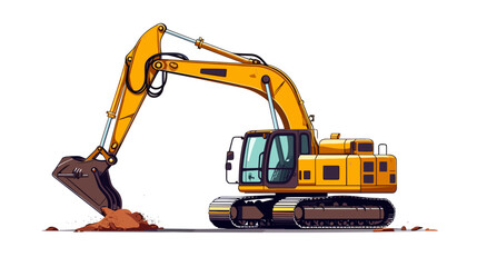 Construction excavator drawing on white background vector © Dzmitry