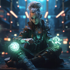 Futuristic with in cyberpunk style. AI generated