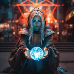 Futuristic with in cyberpunk style. AI generated