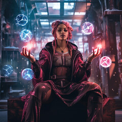 Futuristic with in cyberpunk style. AI generated
