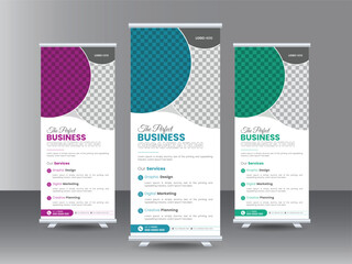 Vertical, Abstract Background, Pull Up Design, Modern x-Banner, Business Roll Up Banner Design Template
