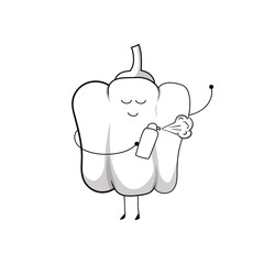 Hand drawn Kids drawing Cartoon Vector illustration cute pepper spray Isolated on White Background
