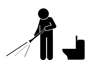 illustration and icon stick figure,stickman,pictogram cleaning toilets, cleaning bathrooms, cleaning closets