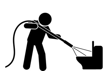 illustration and icon stick figure,stickman,pictogram cleaning toilets, cleaning bathrooms, cleaning closets