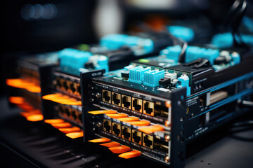 A shot of redundant server clusters and failover systems in a server farm, demonstrating the resilience and fault tolerance of the infrastructure | ACTORS: None | LOCATION TYPE: Redundancy and failove