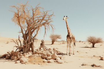 A person on a safari tour, observing a family of giraffes gracefully moving across the vast African savannah, with acacia trees dotting the landscape | ACTORS: Person | LOCATION TYPE: African savannah