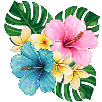 watercolor tropical bouquet