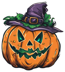 Creepy Halloween Pumpkin Sticker Design