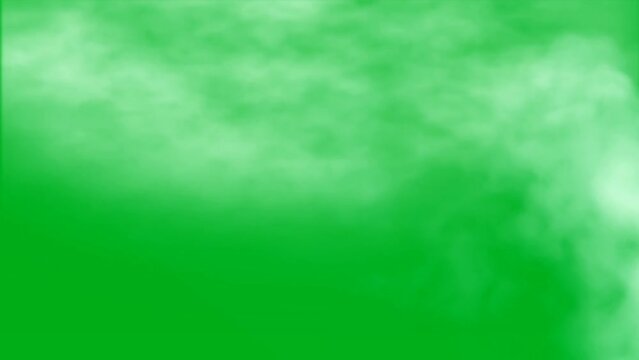 Smooth motion of clouds or white smoke on Green Screen. Animation of the movement of clouds or white smoke on a green background