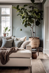 Outstanding boho living room AI-generated