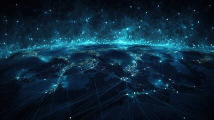 Networking, some Lines Connecting various point on the Earth to other one.