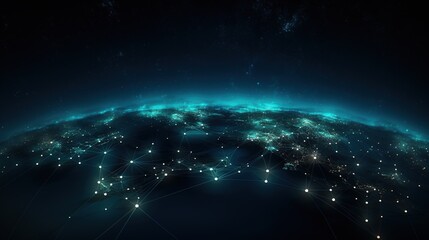 Networking, some Lines Connecting various point on the Earth to other one.