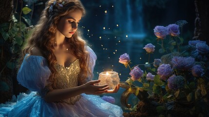Obraz na płótnie Canvas Magical Fairy Tale Lighted up by a Candle.
