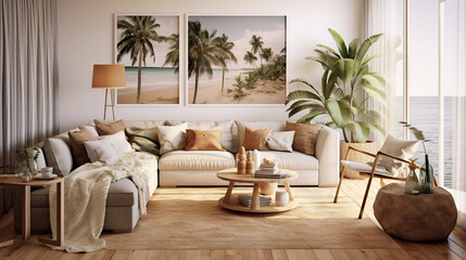 Outstanding boho living room AI-generated