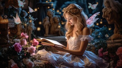 Magical Fairy Tale Lighted up by a Candle.