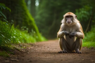 Obraz premium japanese macaque sitting on a tree