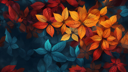 Viele schöne Herbstblätter als Hintergrundmotiv und Druckvorlage, ai generativ