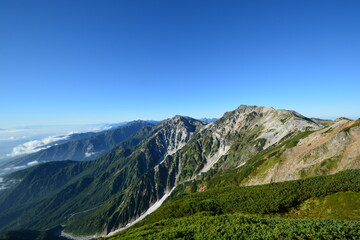 Fototapeta premium 快晴の夏山 白馬連峰の稜線