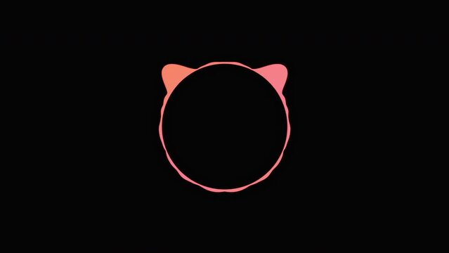Rose pink equalizer circle on loop animation, audio frequency soundwave on black background.