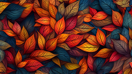 Obraz premium Viele schöne Herbstblätter als Hintergrundmotiv und Druckvorlage, ai generativ