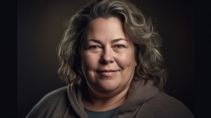 mature senior woman posing in front of black background