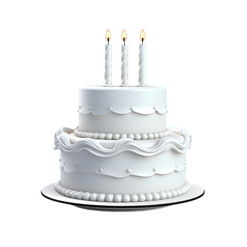 Plain white birthday cake rendered in 3D, isolated on white backround, perfect for your cake design.