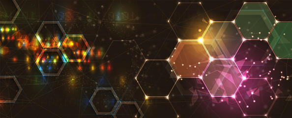 Abstract hexagon background. Technology poligonal design. Digital futuristic minimalism